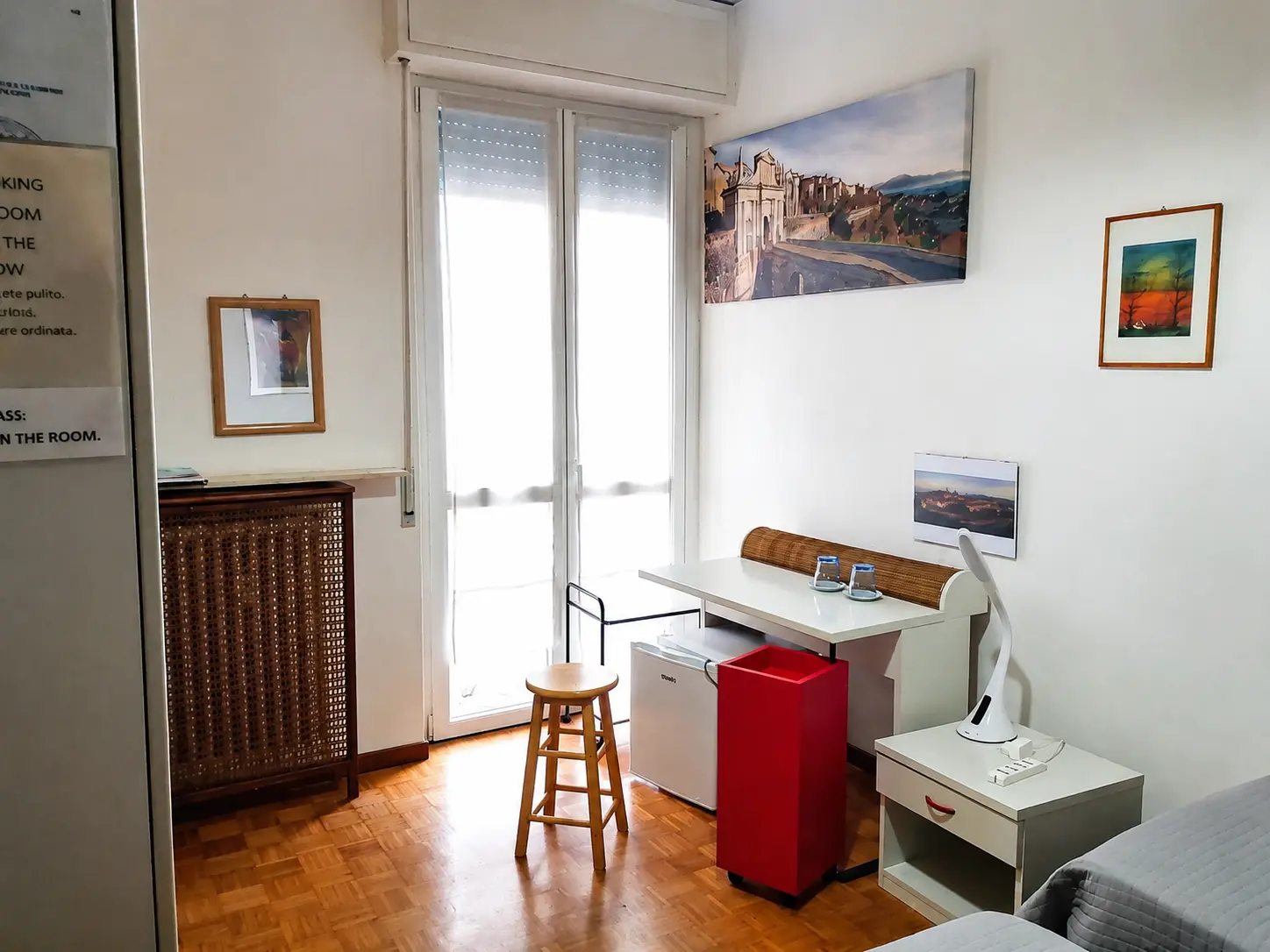 Common area with bookshelves